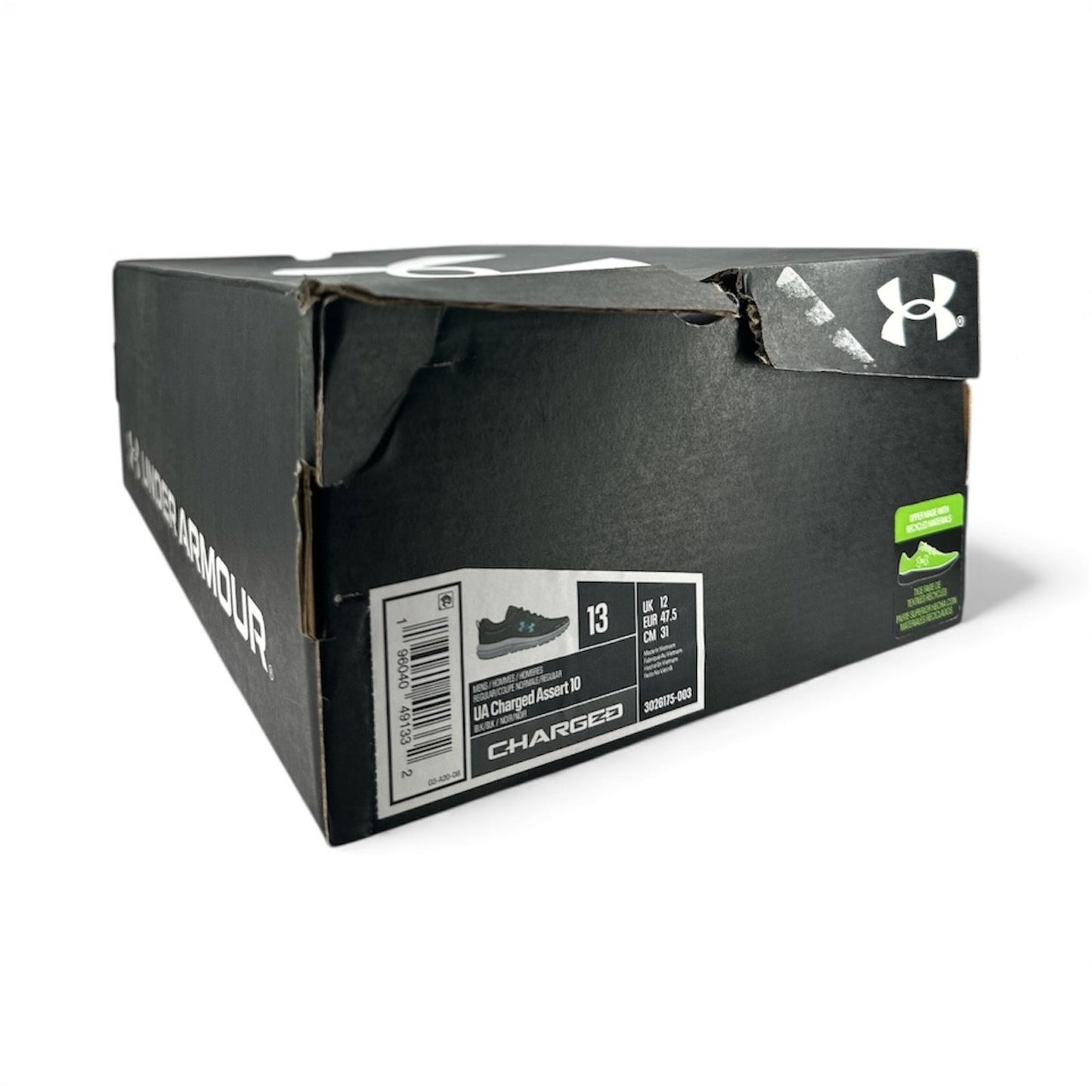 Under Armour Charged Assert 10 Men’s Running Shoes Black Blue Size 13 3026175-00